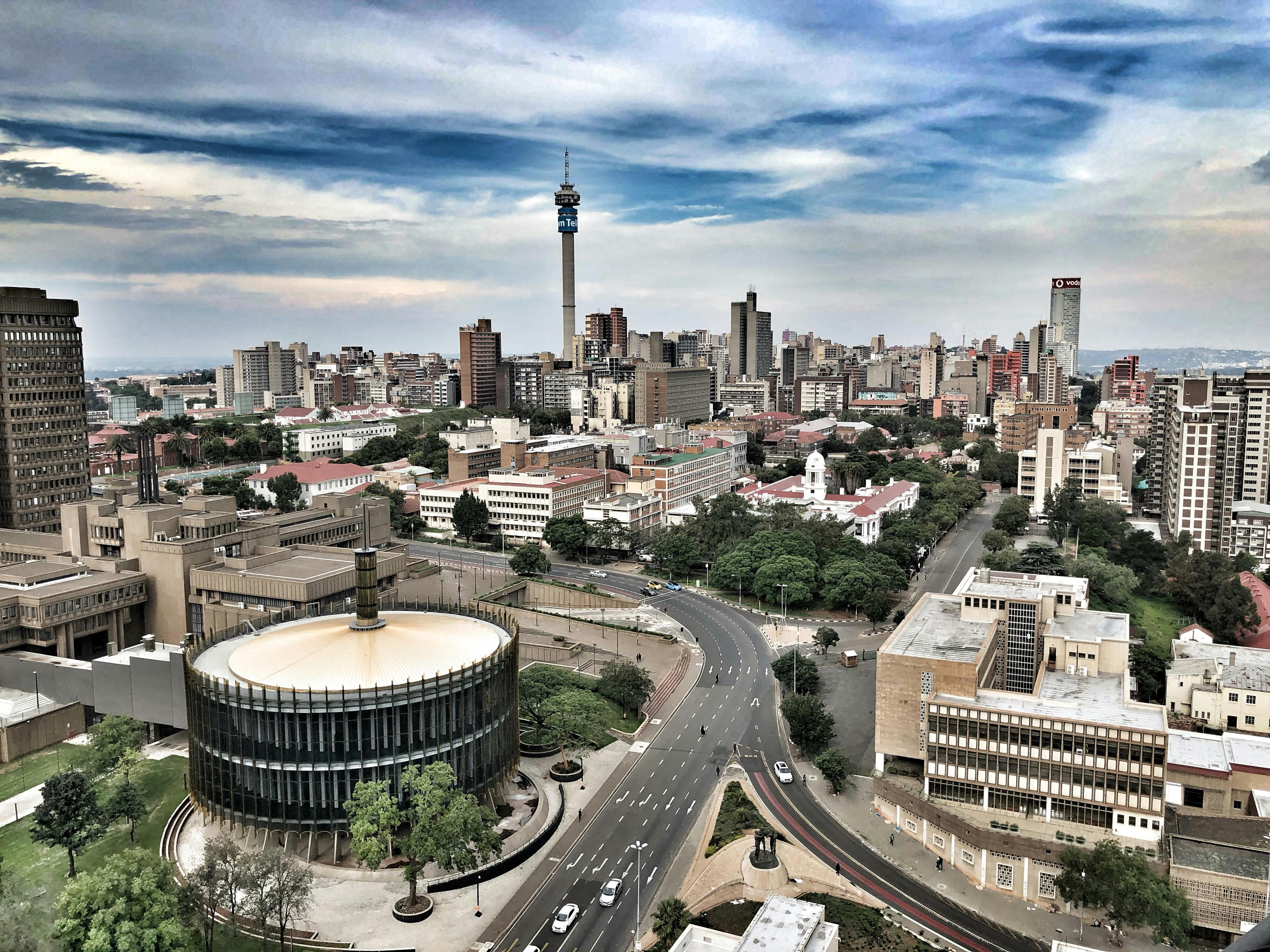 Johannesburg aerial — urban recovery infrastructure